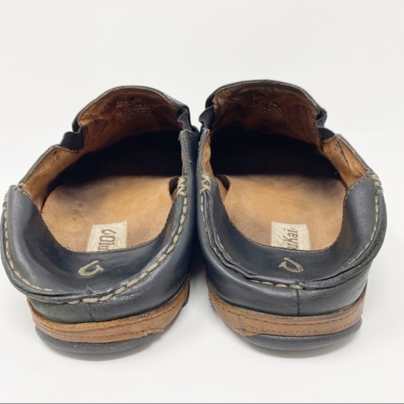 Olukai Moloa Leather Slip-On Shoes Black 10 Men’s - Picture 5 of 10